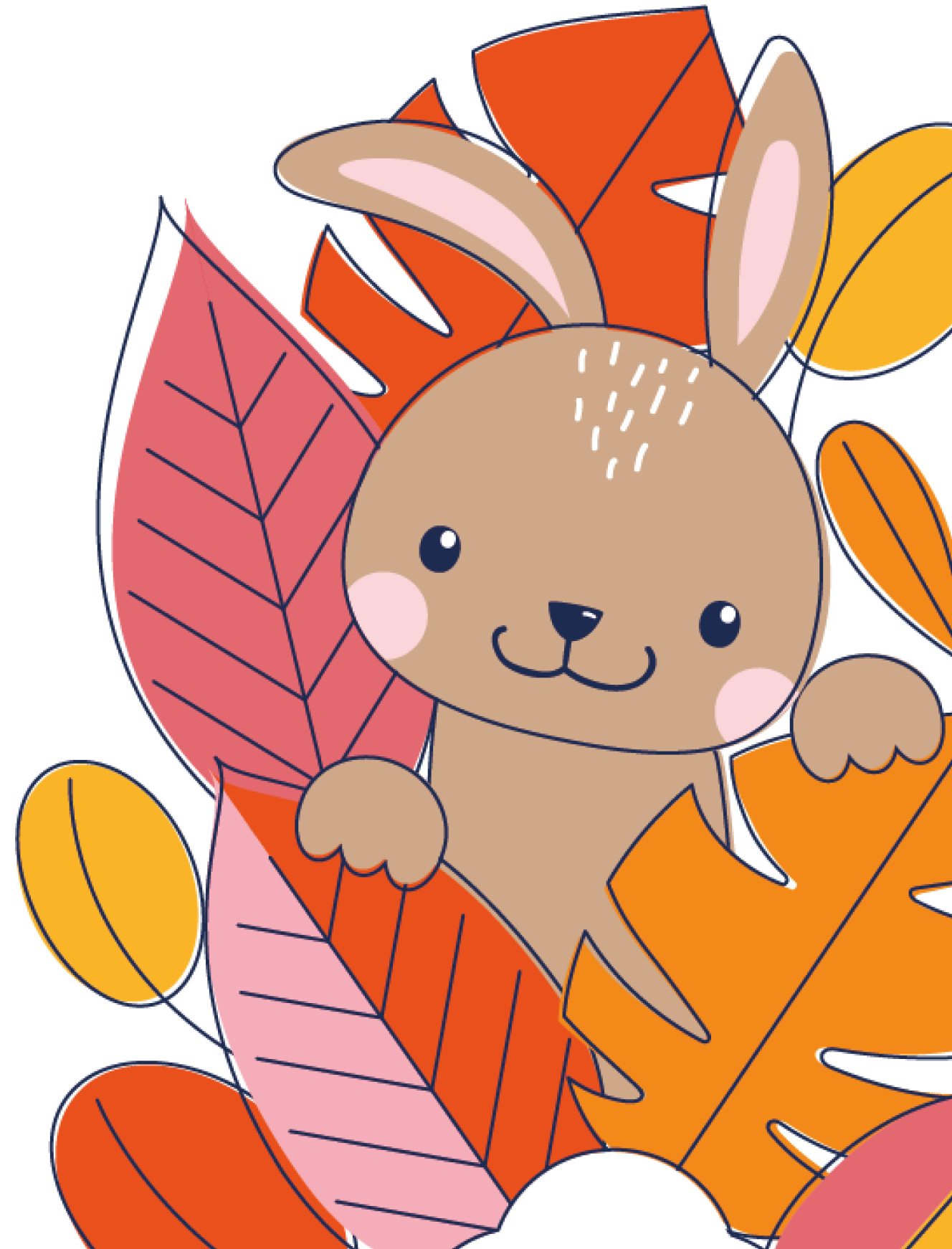 Ilustración de conejo dulce con plantitas Premium Cotton