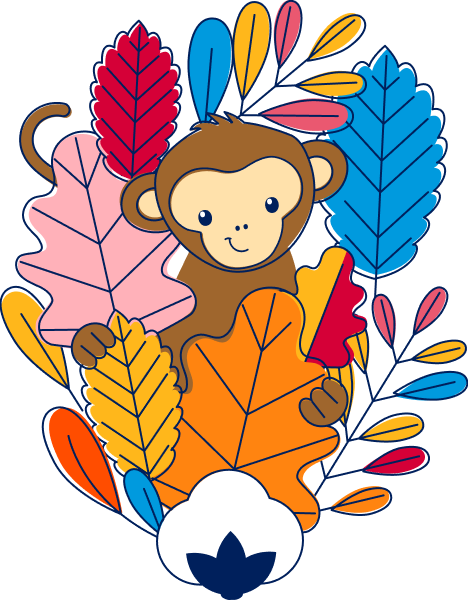 Ilustración de Monito tierno Línea Premium Cotton
